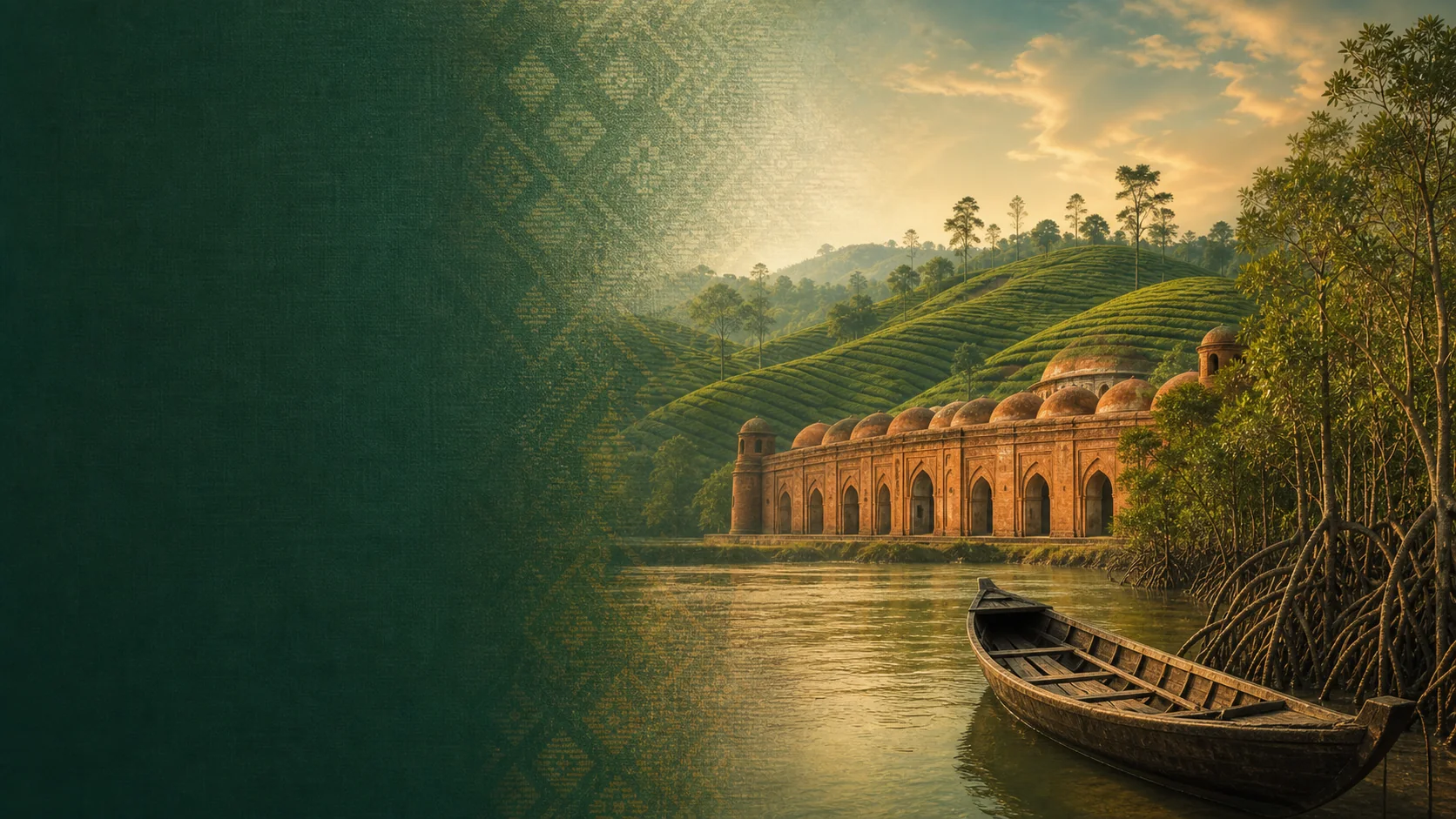 Illustrated Bangladesh travel montage